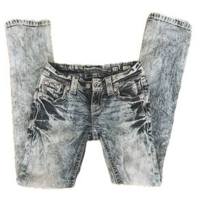 Miss Me Women's Straight Leg Jeans - Black and Gray